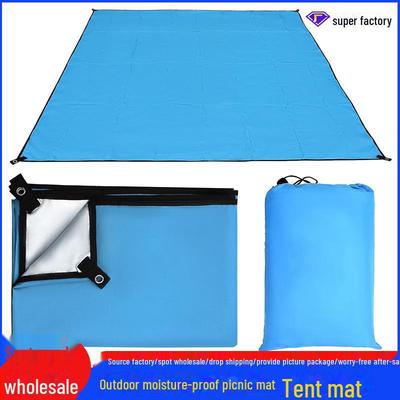 Waterproof Oxford Cloth Multi-Function Camping Mat: Outdoor Tent Floor, Moisture-Proof, Picnic Blanket, Silver-Coated Canopy.