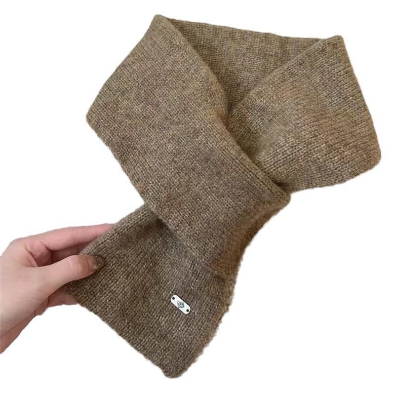 New Japanese and Korean Style Wool Knitted Blended October Siege Winter Piercing Earring Small Scarf Versatile Warm Neck Scarf