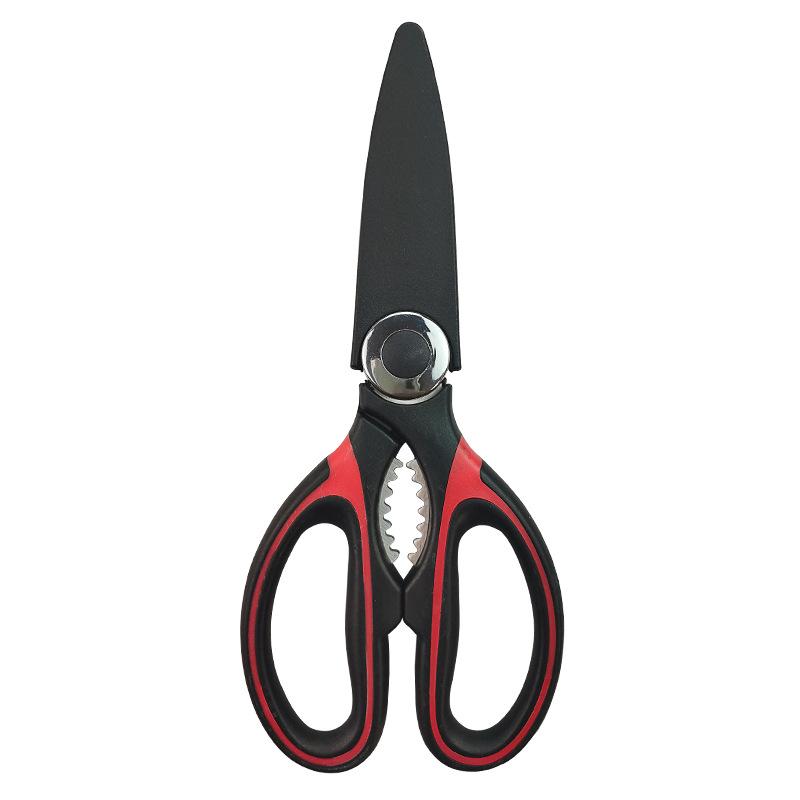 Stainless Steel Heavy Sharp Multifunction Kitchen Shears with Walnut Clip for Effort Saving