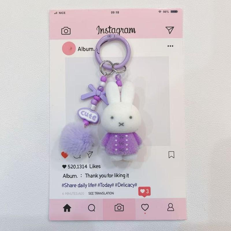 Miffy Rabbit Keychains Cute Miffy Keyrings Accessories Miffy Model Gifts Kawaii Keychain Charm for Bags Beautiful Design