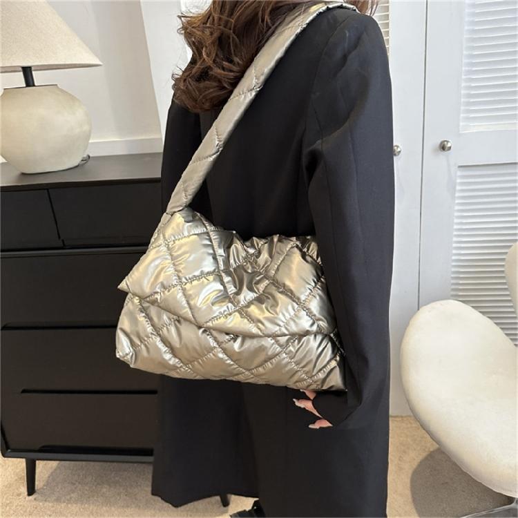 Women Down Cotton Padding Shoulder Bag Winter Messenger Bag Girls Crossbody Bag