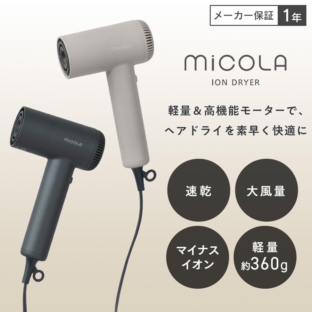 Iris Ohyama Ion Dryer HDR-M501-T Lightweight 380g Compact Large Airflow Mocha