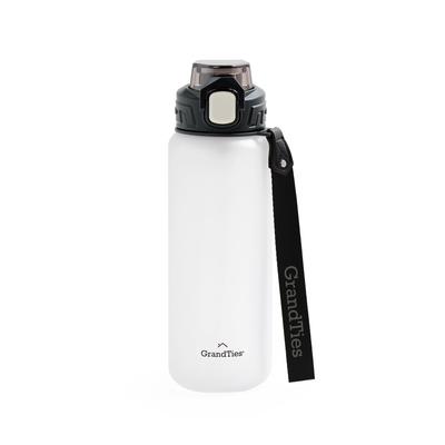 GRANDTIES Tritan Sports Water Bottle, 800ml, with a Removable Silicone Straw, Tritan Resin, Leak-proof Even Upside Down, One-push Fastening, and a