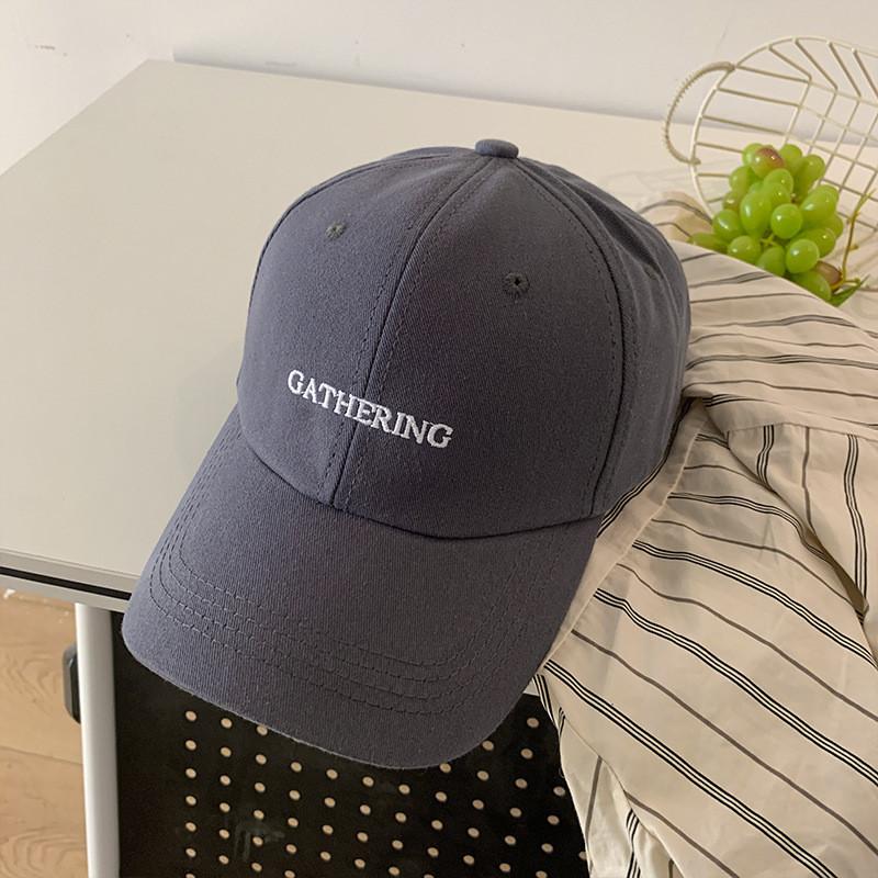 Embroidered Letter Gathering  Baseball Cap Adjustable Unisex Hat For Adults