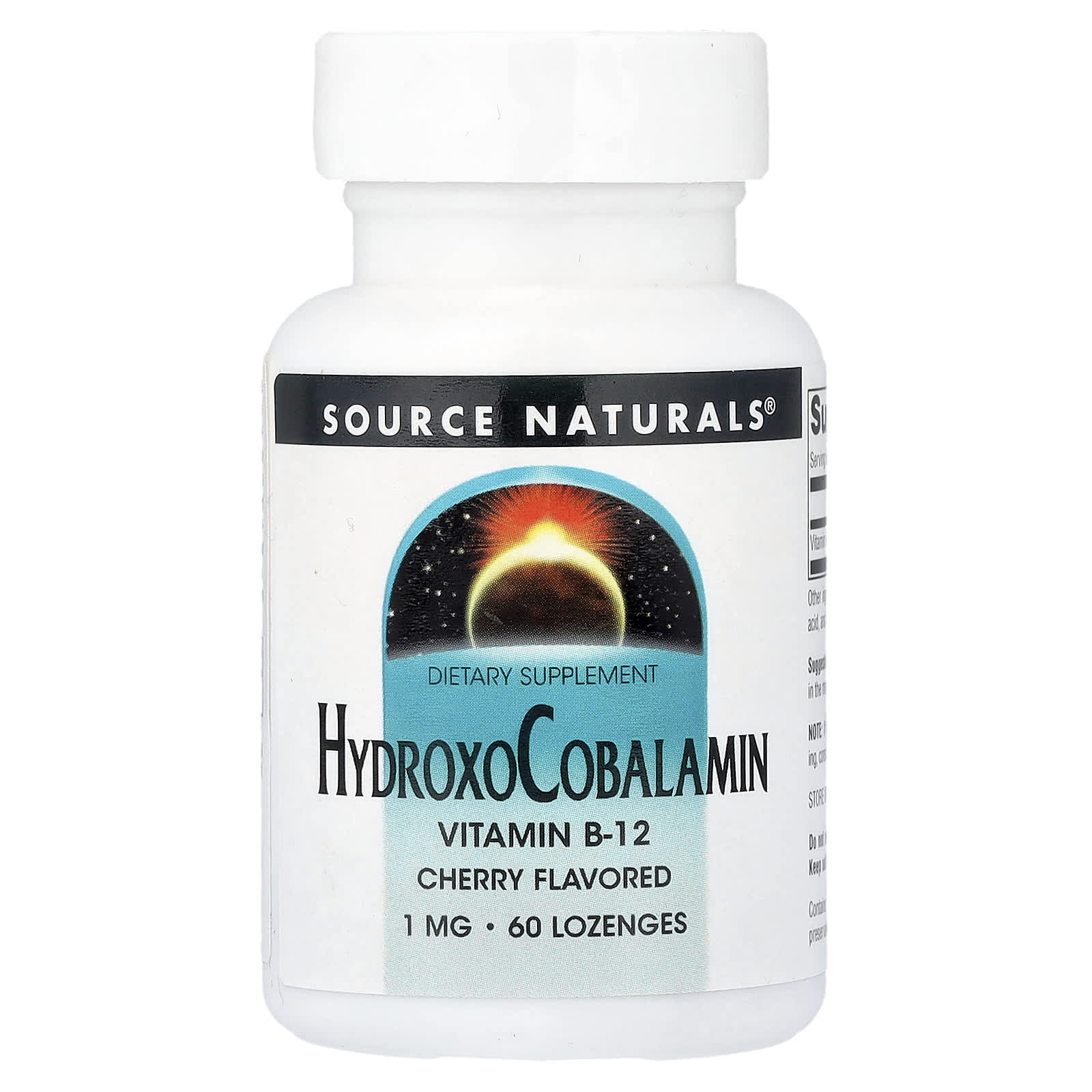 

Source Naturals, Hydroxocobalamin, Cherry Flavor, 1 mg, 60 Lozenges