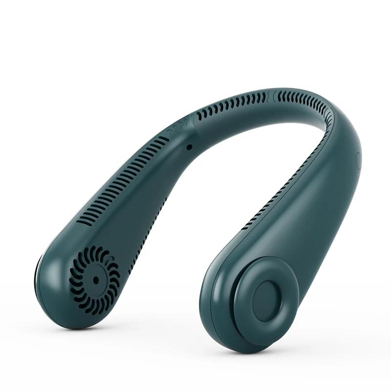 USB Rechargeable Hanging Neck Fan Mini Portable Leafless Built-in Power Bank for Travel Sports Home Office
