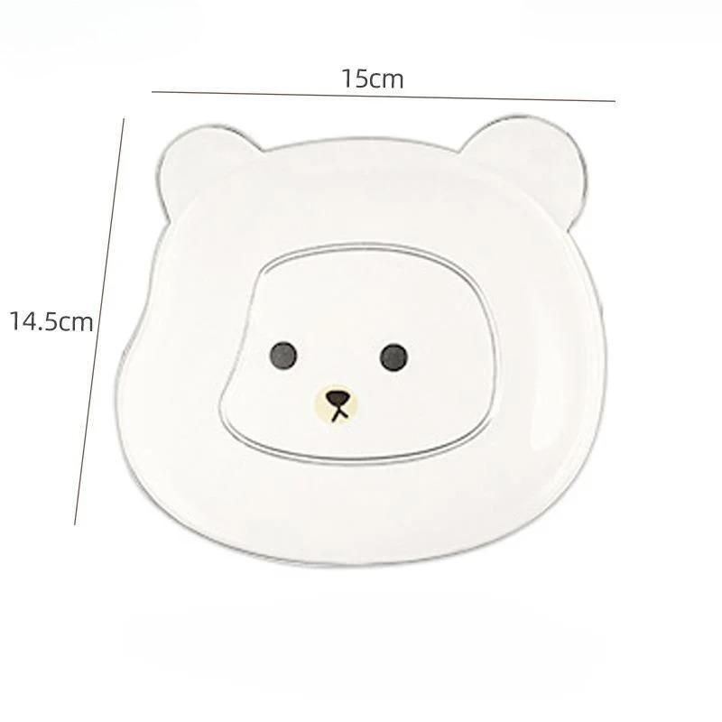 Cute Bear Shaped Bone Spitting Dish Cartoon Plastic Snack Tray Set Kitchen Desktop Anti Fall Plate Residue Fruit Plate Tableware