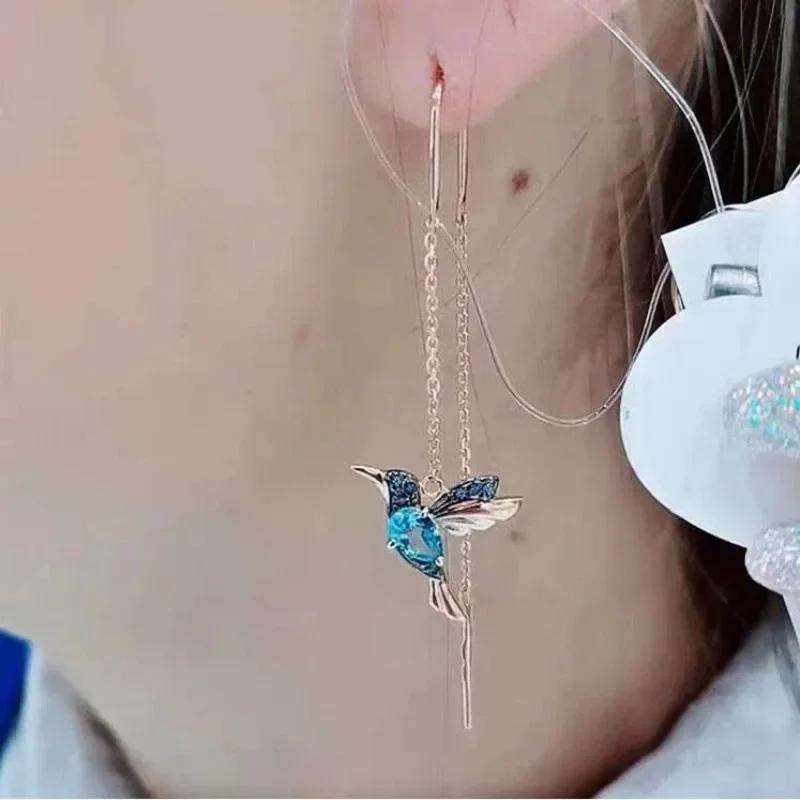 Spreading Wings Bird Earrings Popular European and American Hummingbird Crystal Earline Earrings Creative Gifts Fashion Jewelry