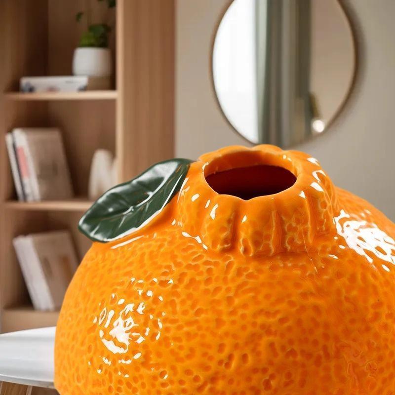 Creative Tabletop Decoration With Orange Fruit Shaped Vase