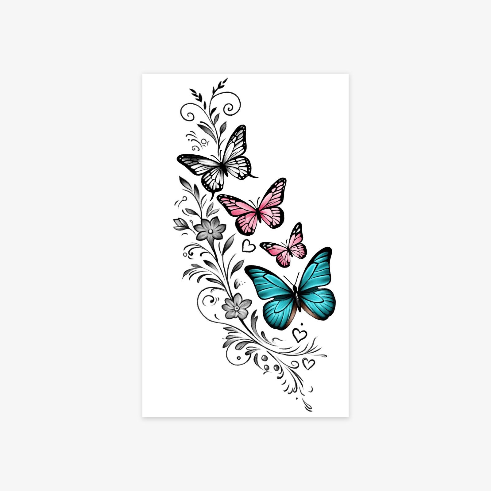 

Premium sense cute simple personality small pattern finger bow love tattoo sticker 9*15