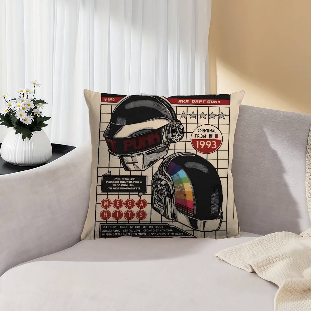 Around The World Daft Punk Pillow Cushion Cover Pillowcase Living Room Sofa Home Decor