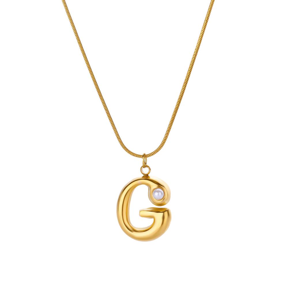 Initials Letter Pearl Necklaces For Women Gold Color Stainless Steel Letter Necklace Chain Collar Necklace Wedding Jewelry Gift