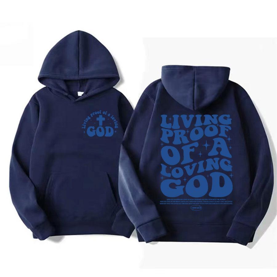 Damen Ästhetische Christliche Bekleidung Braun Jesus Herren Hoodies Lebender Beweis für einen liebenden Gott Aufdruck Kapuzenpullover Sweatshirts
