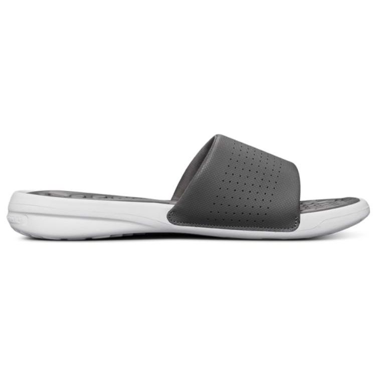 Under Armour Men Playmaker Fix Fixed Strap White Comfort Athletic Slide Sandals 3000061-101