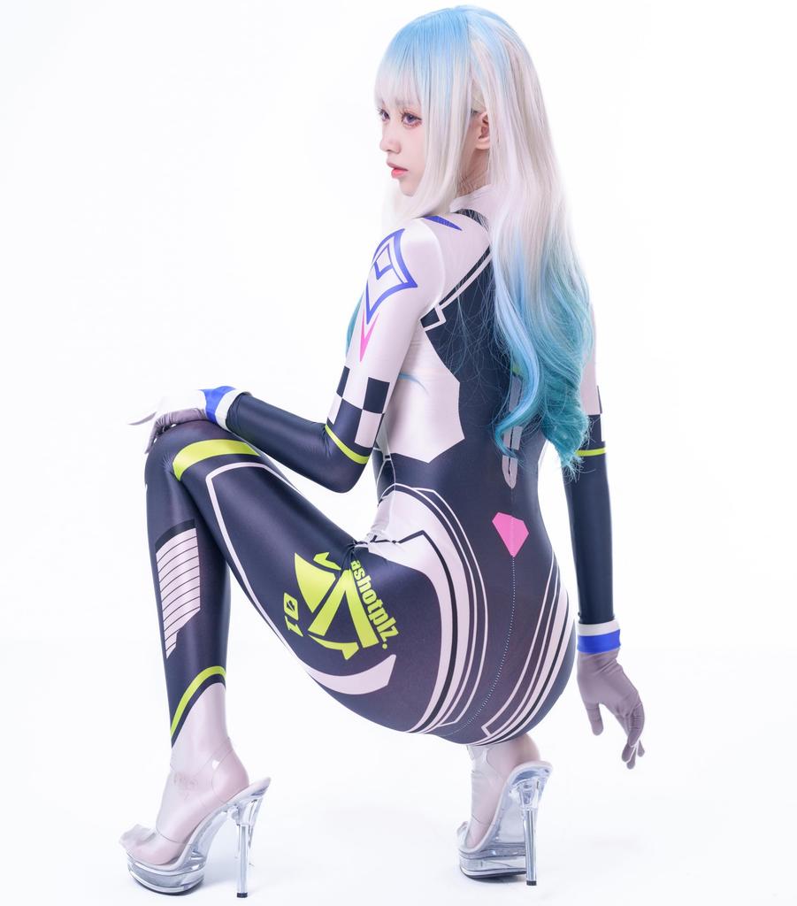 Sexy Full Body Zentai Costume with Back Smooth and Shiny Dance Tights LOST-G Gloves, Zipper, (L, BLACK)