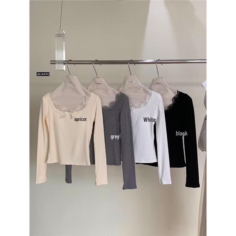 

Лимонно-зеленая блузка с кружевом, квадратным вырезом и бантом TM-0869 One Size чёрный