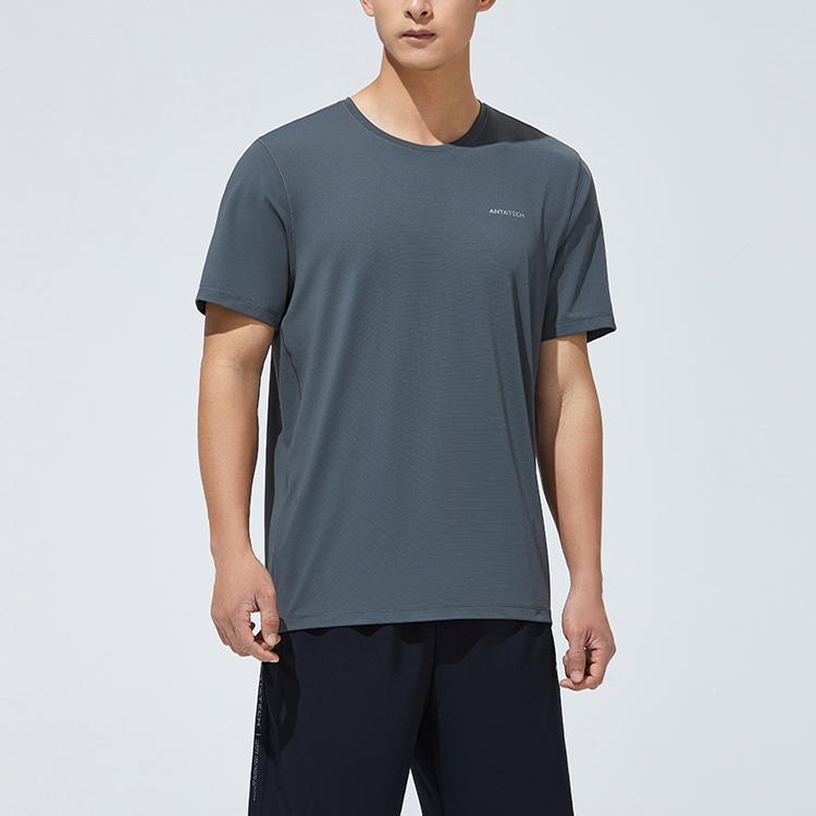 Anta Solid Color Pullover T-Shirt And Mid-Waist Straight Leg Shorts Casual Sports Set Men sets Mud-Green 952327202-6