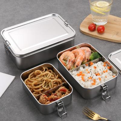 Edelstahl Bento Box Metall Lunchbox Lebensmittelbehälter mit verschließbaren Clips Lunch Snack Boxen für Arbeit, Schule