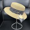 2026 light luxury small floral beach straw hat women's summer flat top straw top hat showing face small outdoor sunscreen visor