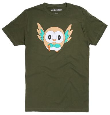 Pokemon Rowlet Herre Oliven Grønn Grafisk T-skjorte Ny