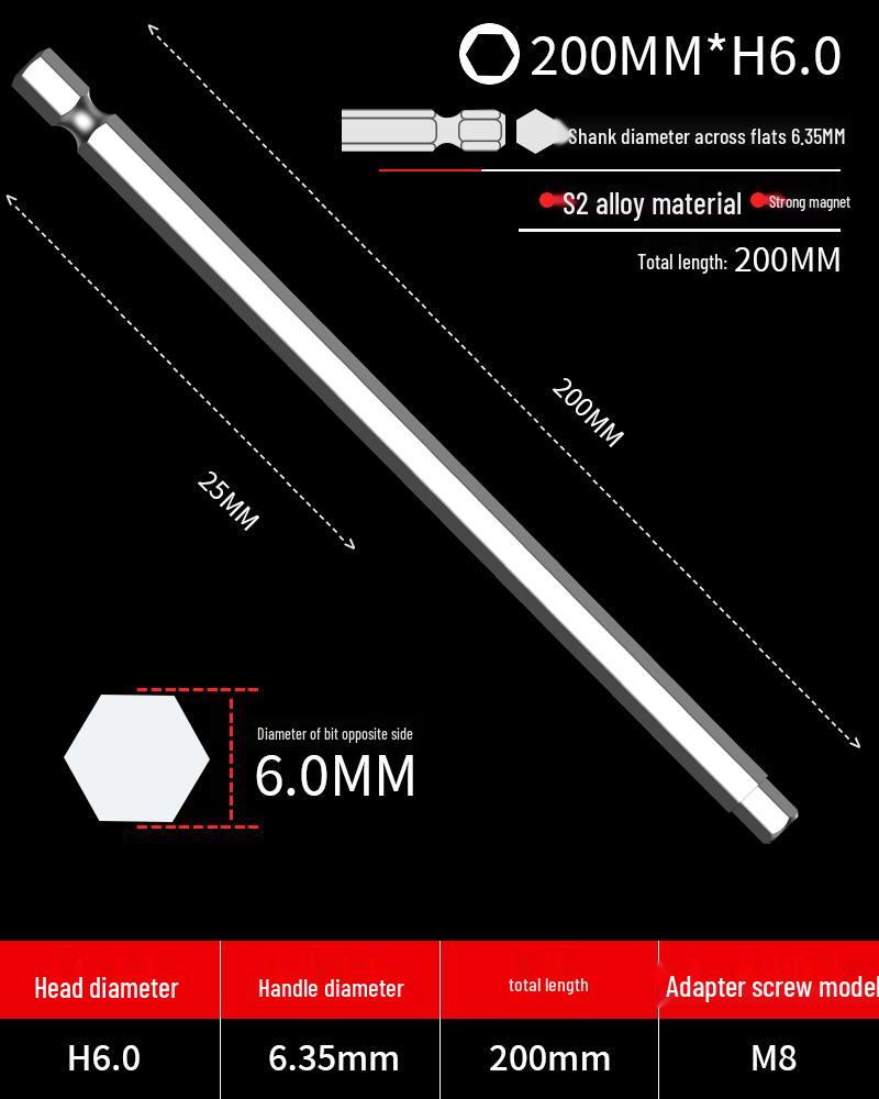 Hexagonal Driver Bit Extension for Screwdriver and Drill