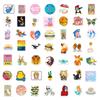 100 Small Fresh Stickers, Cute Cartoon Stickers Skateboard Guitar Luggage Removable Stickers