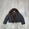 Womens Short Winter Parka With Detachable Faux Fur Collar Thick Warm Cotton Coat Loose Fit Cold Weather