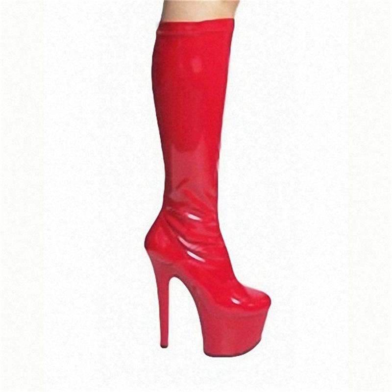 Herbst 24 Selbstinspektion hoher Zylinder runder Kopf runder Absatz super hoher Absatz Klebesohle Mode Stiefel schwarz 15CM wasserdichte Tabelle