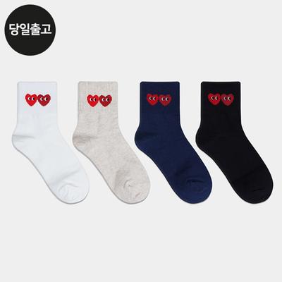 PG Women's/Student Double Heart Cover Medium Socks (5 Pairs) Set Daily Student Women's Fashion