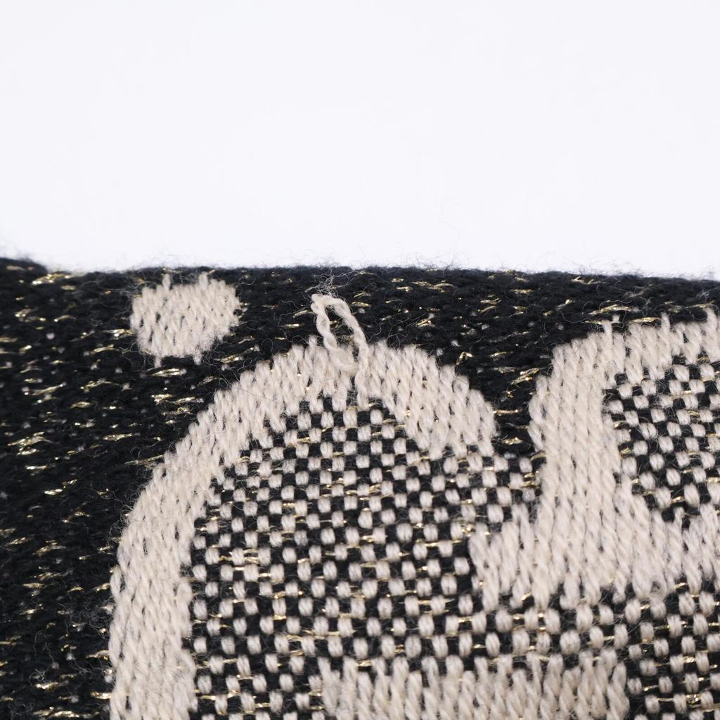 GUCCI 598993 GG glitter jacquard Scarf Black/Ivory/GoldUsed