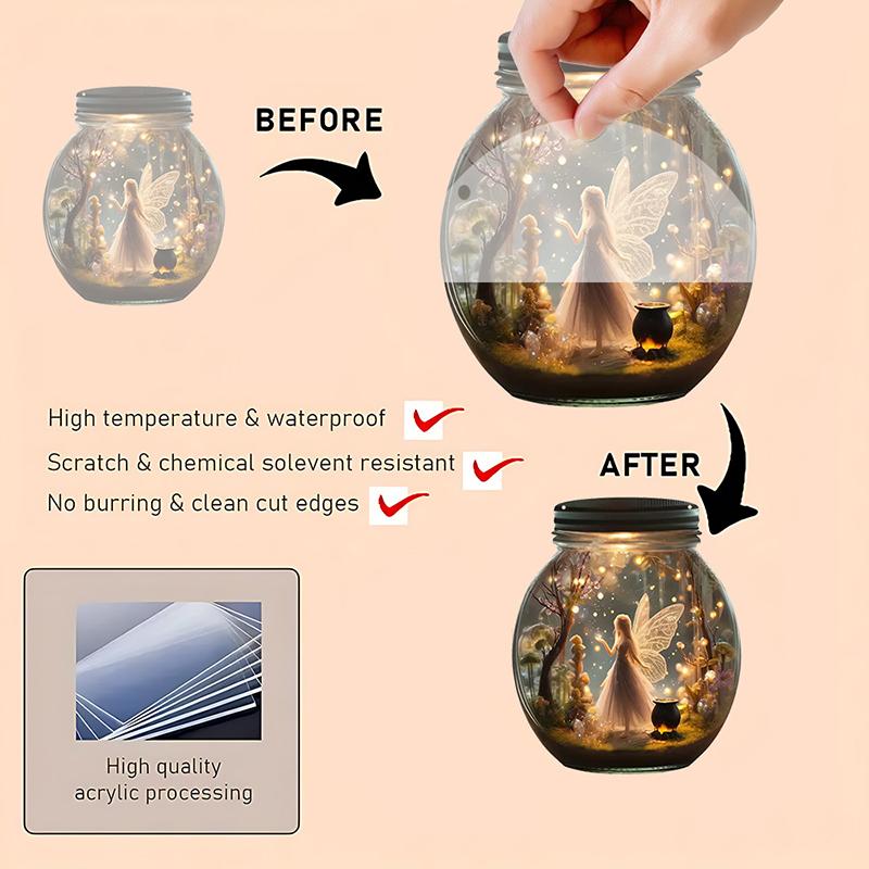 Boho Fee Solar Glas Hängeschild Verzauberter Wald Themen Acryl Dekoration Für Wohnzimmer Ideales Geschenk Für Fantasy-Enthusiasten