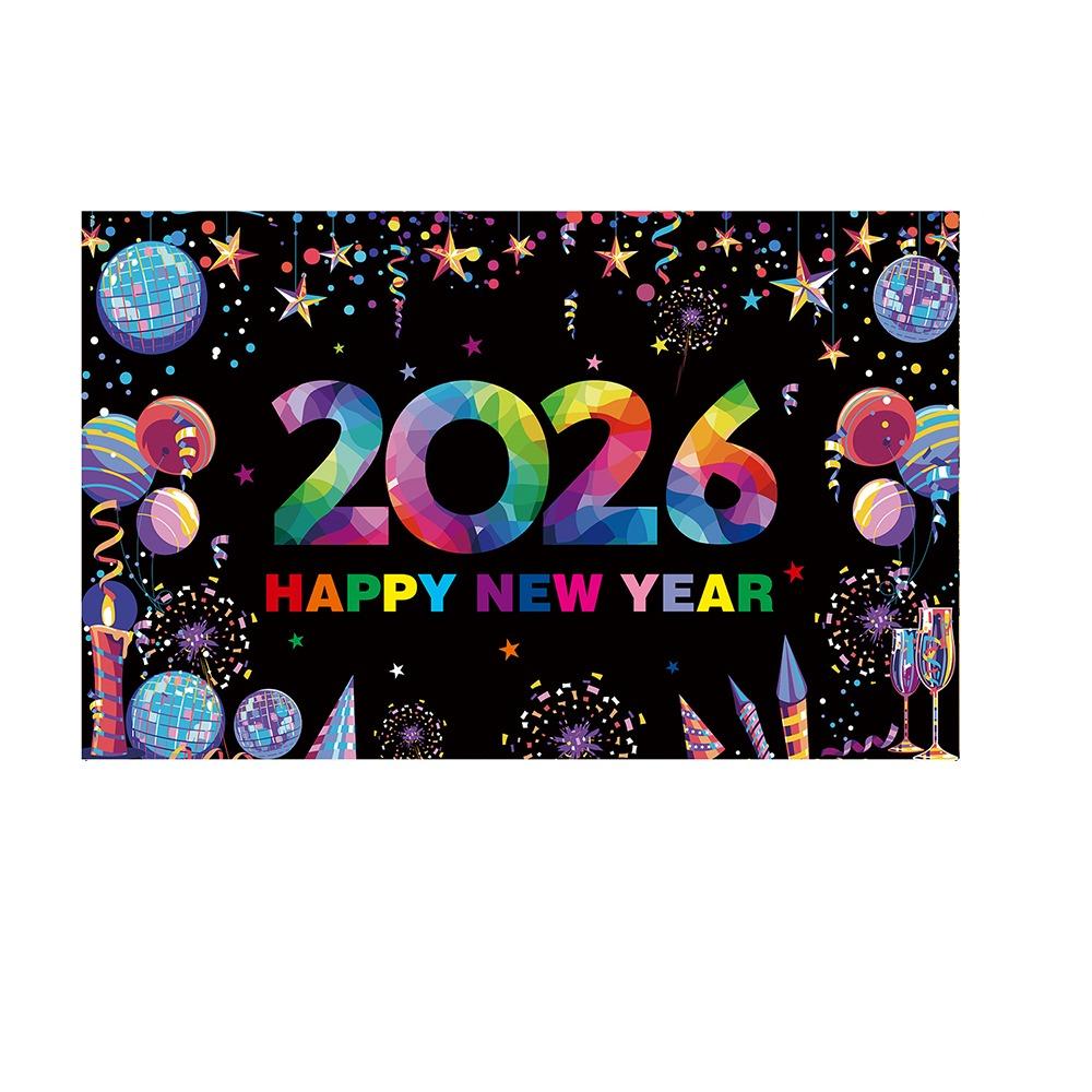 Black Gold 2026 New Year Backdrops Colorful Balloon Photo Background Party Background  Photo Studio