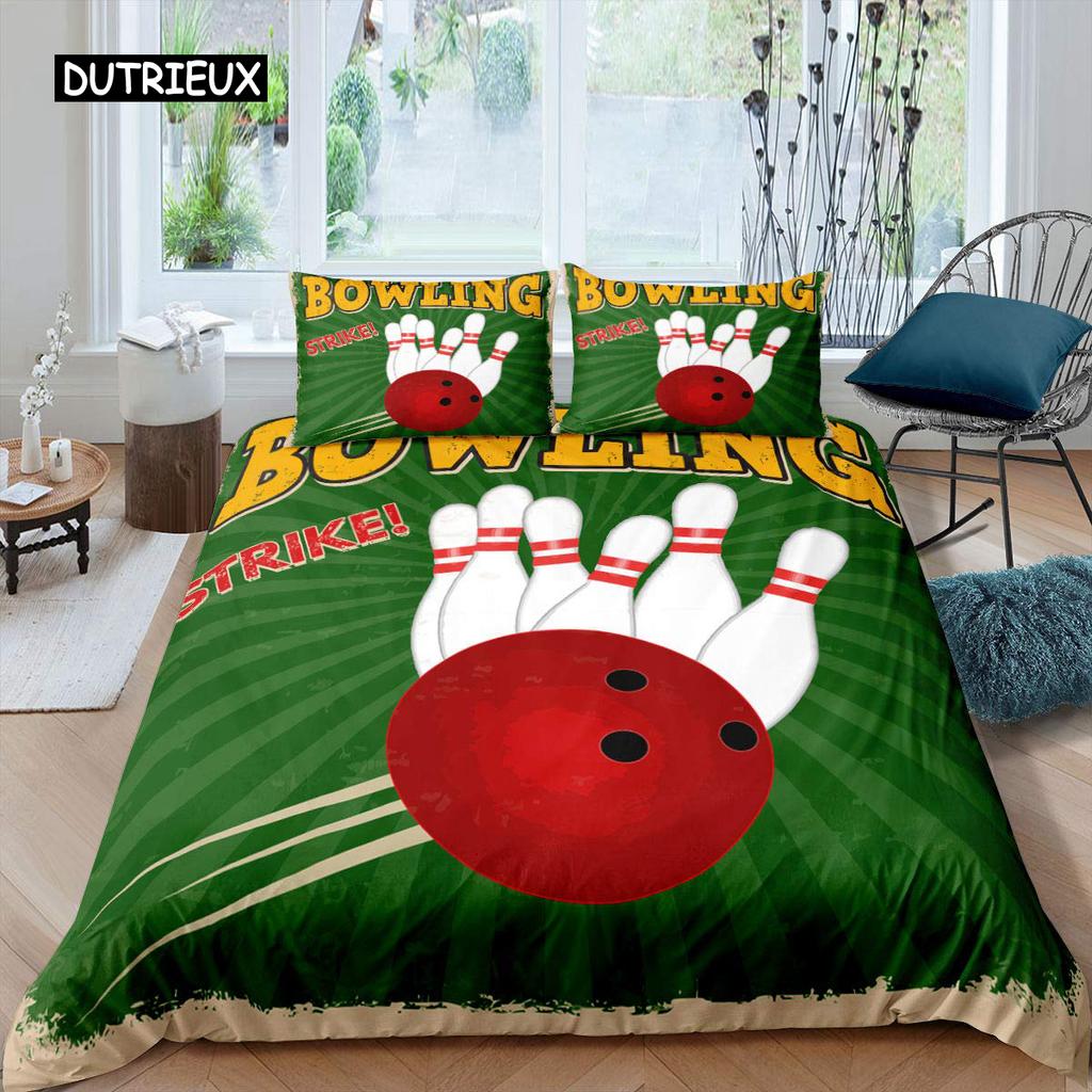 Bowling Duvet Cover Polyester Sport Competition Quilt Cover Sports Games Starry Sky Blue Line Bedding Set Double Queen King Size