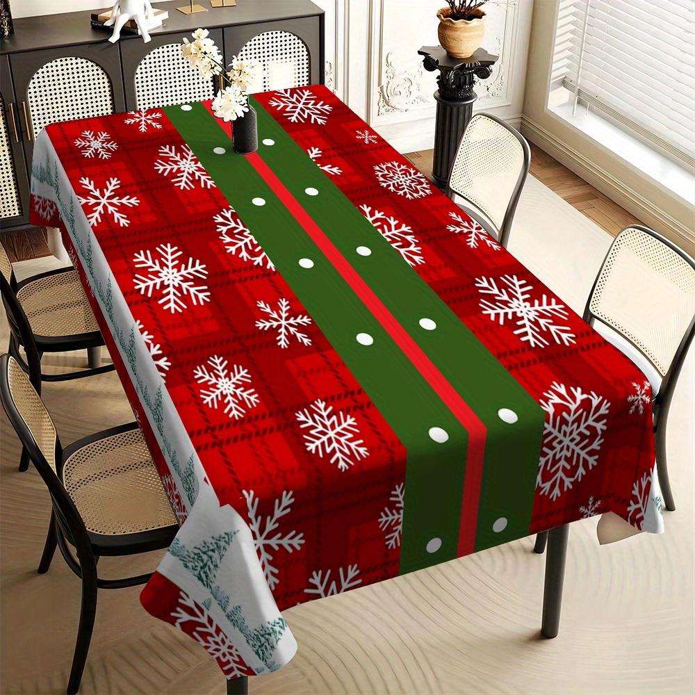 Christmas Snowflake Festive Print Design Rectangle Tablecloth Table Decor Waterproof Tablecloth for Table Christmas Decorations