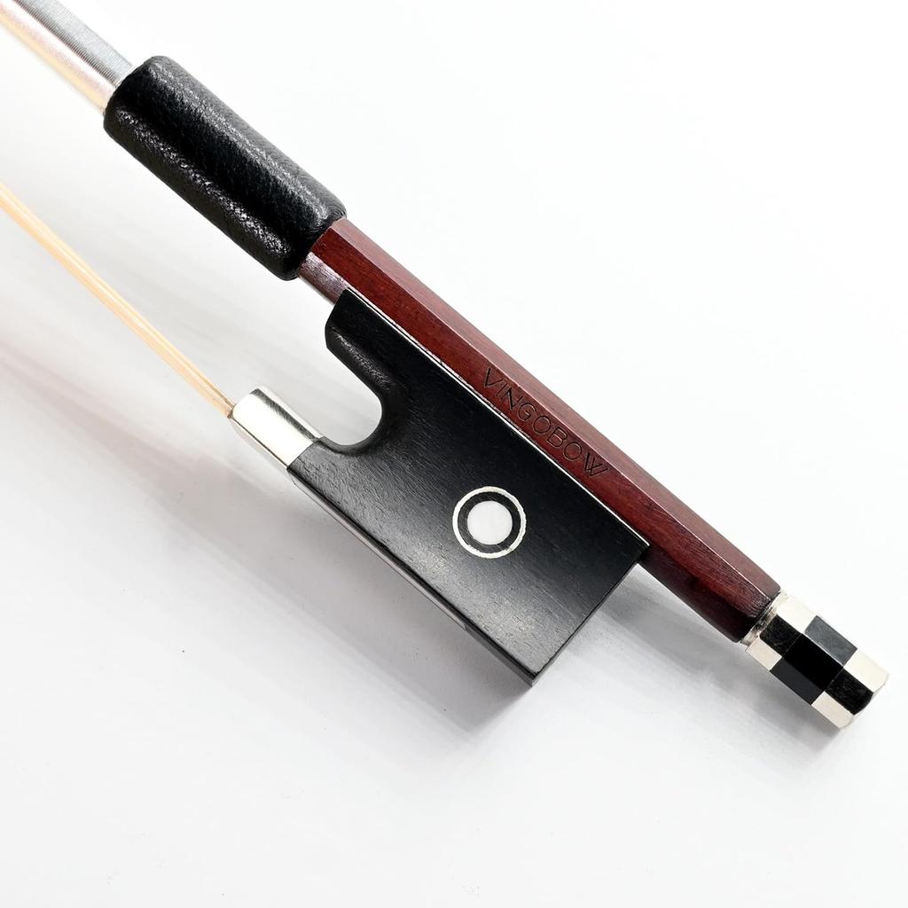VINGOBOW Brazilwood Violin Bow 44 Full Size 74.5cm Ebony Frog Natural Mongolian White Horsehair Balanced Sweet Tone