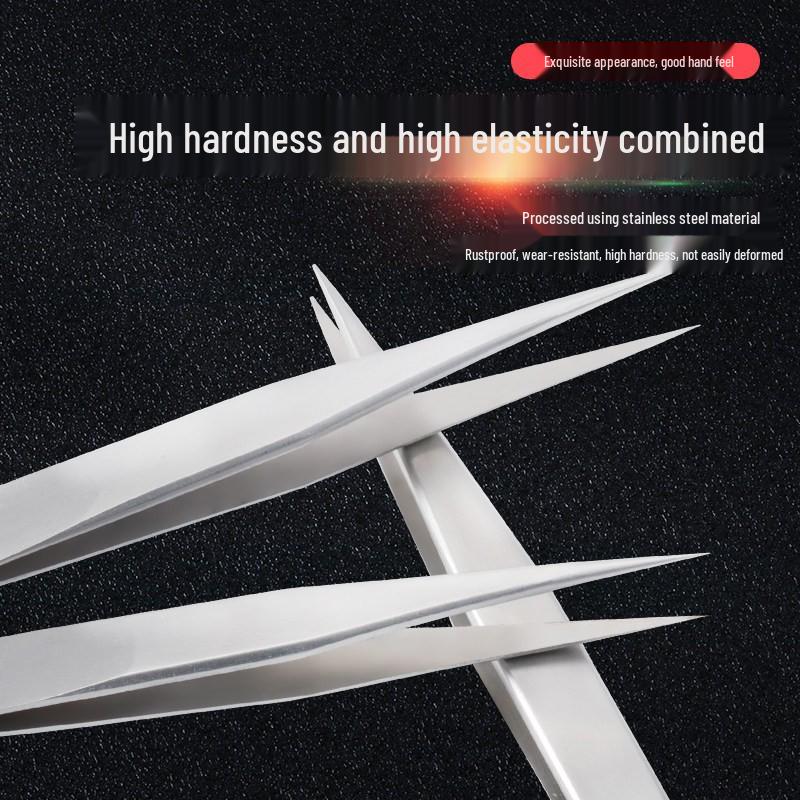 AA Thickened Stainless Steel Swiss Tweezers - High Hardness, Wear-Resistant, Pointed Tip for Jewelry, Gardening, and Nest Maintenance.