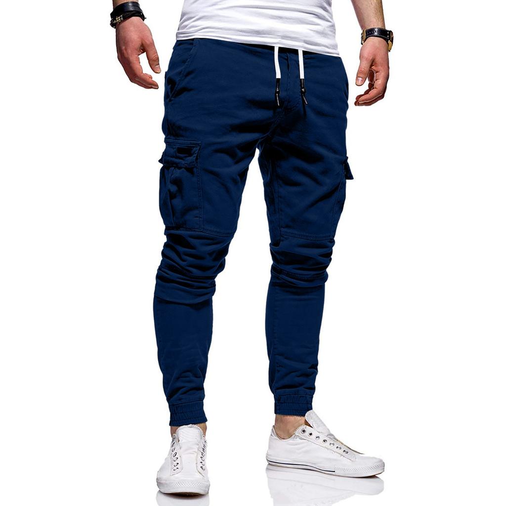 Men's Loose Casual Multi-pocket Work Pants, Youth Stretch Waist Drawstring  Pants