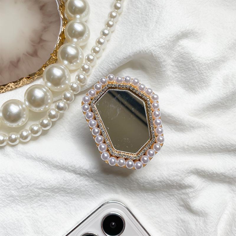 

Mobile Phone Airbag Bracket, Pearl Ring Portable Vanity Mirror, Pasted Retractable Desktop Support, Stable, Niche, Portable