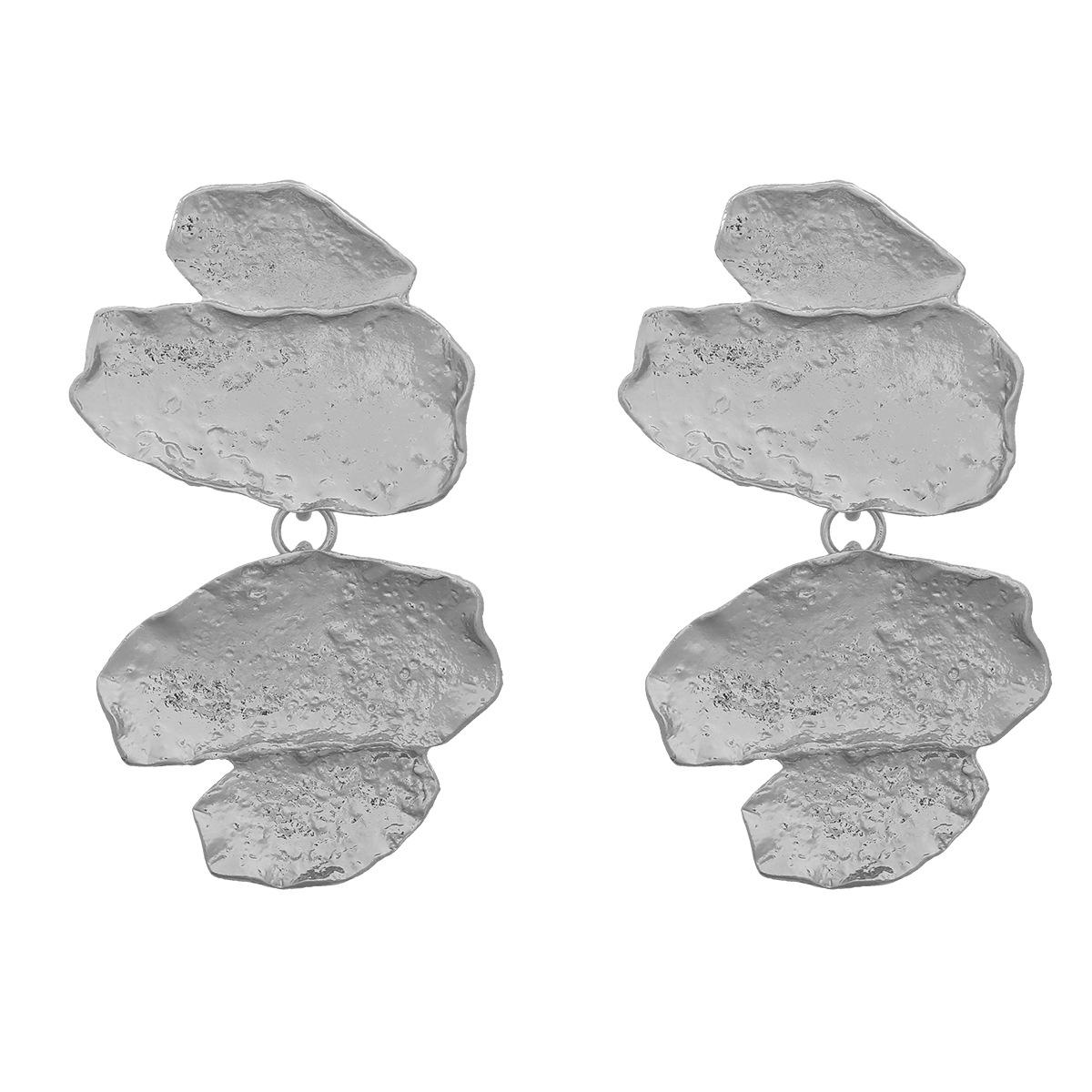 

Современные многослойные геометрические металлические серьги: Европейский и американский стили для женщин серебряный