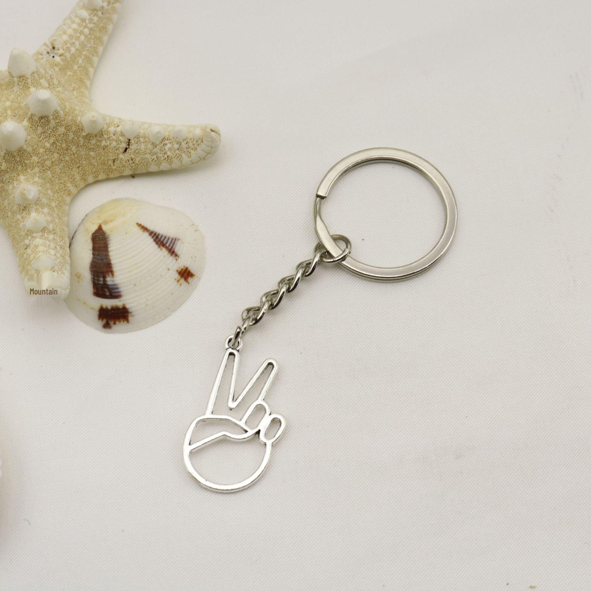 Victory and Heart Hand Gesture Keychain Pendant - Hot Selling