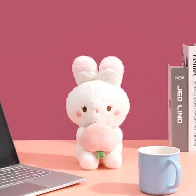 Peach Rabbit Lying Still, Plush Doll, Girl, Cute Little Rabbit Baby, Soothing Rag Doll, Little White Rabbit Doll, Grab the Machine