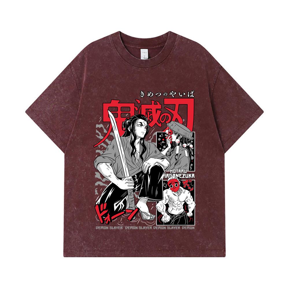 275 GSM Washed T-shirts 100% Cotton Demon Slayer V94 Haganezuka Print Unisex Heavy Cotton T Shirt