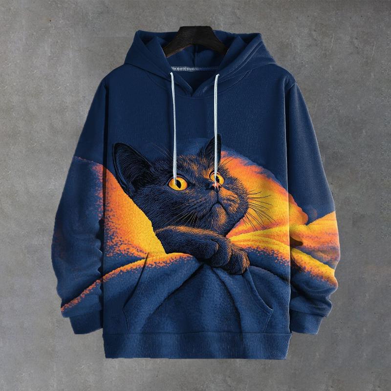 Men s Sweatshirt Casual Long Sleeve Hooded Pullover Animal Print Top Autumn Fashion Oversized Vintage Men s Hoodie Streetwear S 1890₽