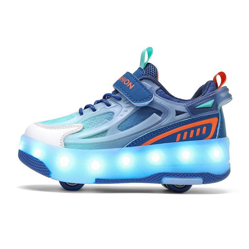 Adidași luminoși pentru copii Încărcare și dezasamblare Patru roți LED Adidași luminoși pentru copii Băiat Adidași luminoși