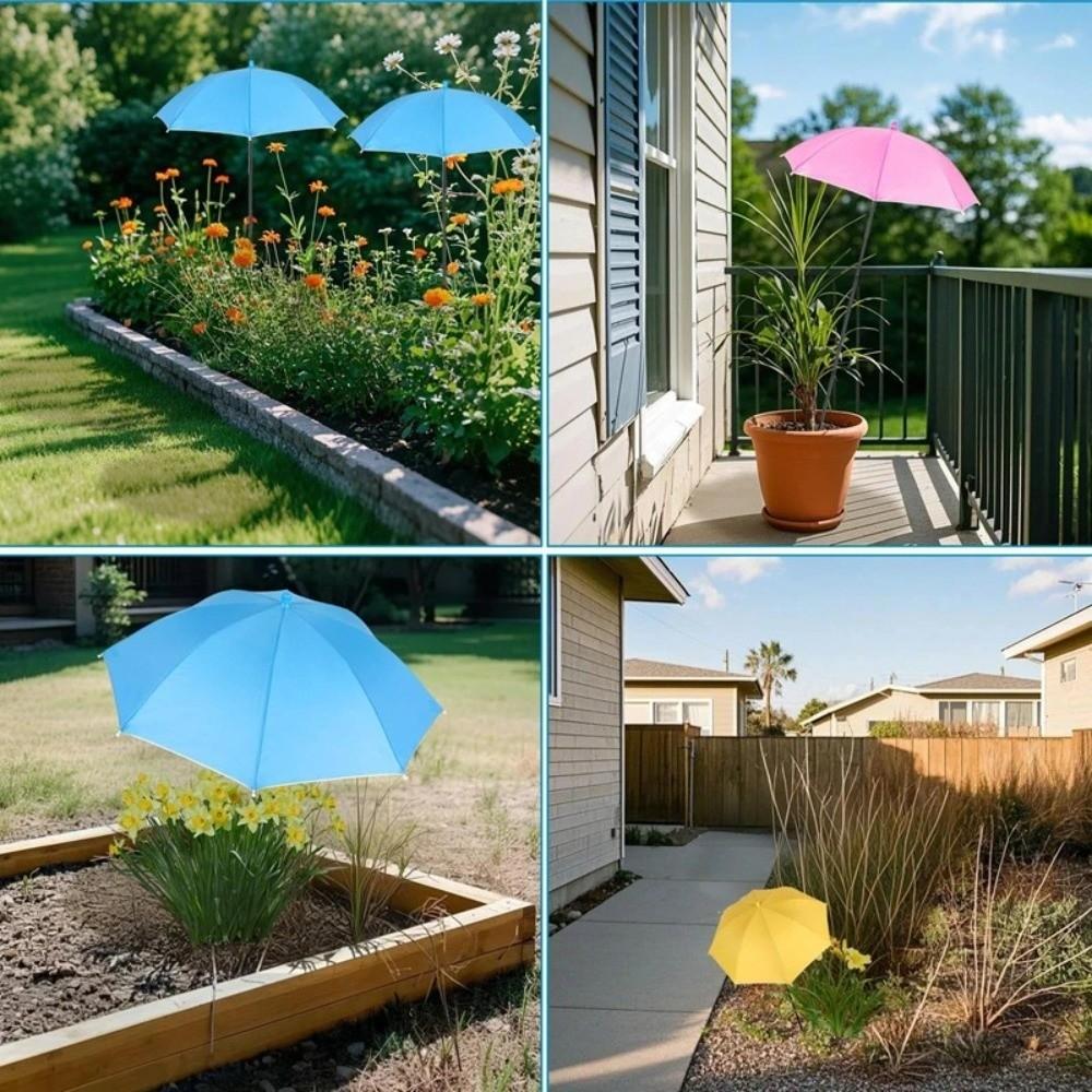 Metal Stake Plant Umbrellas Adjustable Sunshade Umbrella Portable Sun Protection Cover  Flower Pots