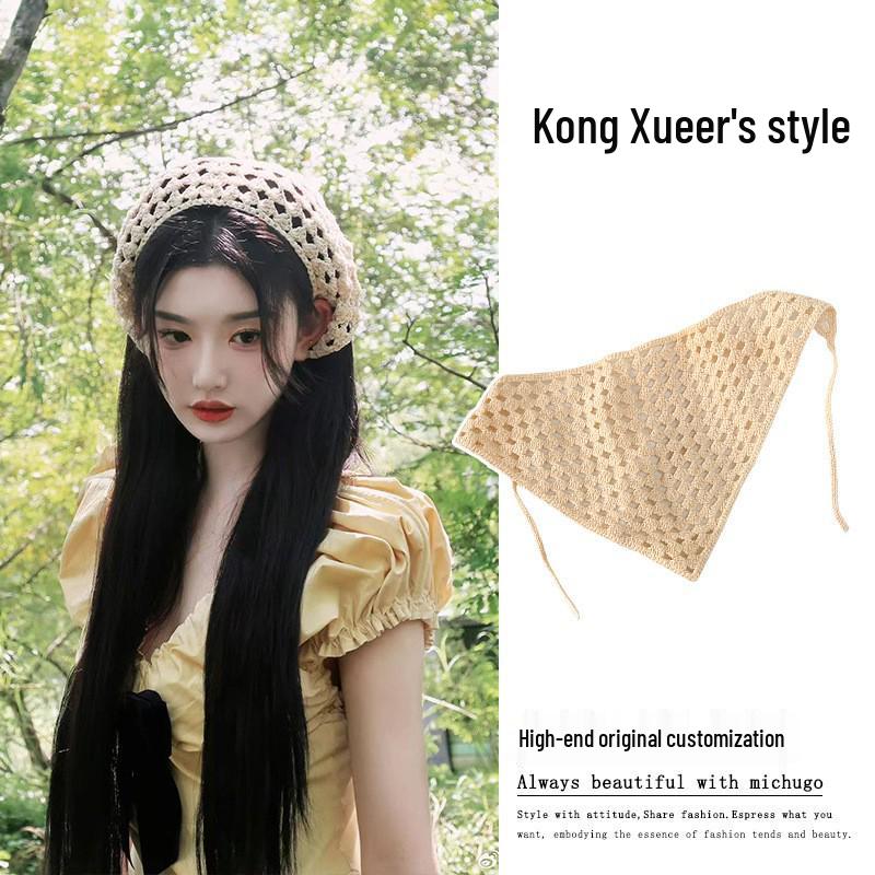 

Летний пасторальный стиль Белый кружевной треугольный платок на голову для женщин