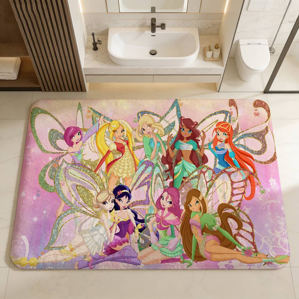 Girl-W-Winx Catoon Clubs Floor Mat Retro Multiple Choice Living Room Kitchen Rug Non-Slip Modern Home Decor
