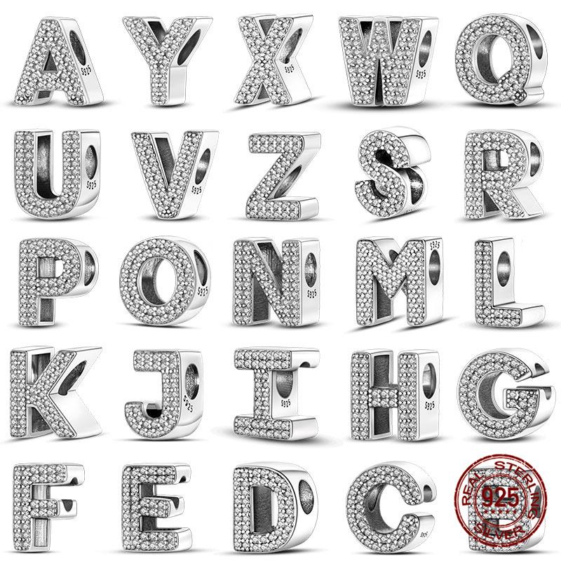 Original Beads 100% 925 Silver 26 Letters A-Z Charms Fit Original Bracelets & 3mm DIY Jewelry Making Women Gifts