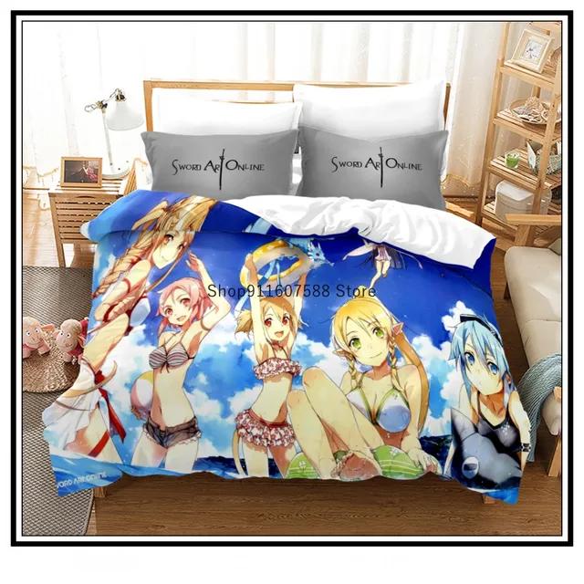 Anime Sword Art Online Bedding Set 3D Printed Duvet Covers Pillowcases kids Bedclothes Bed Linen Luxury Home Textiles Home Decor