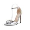 Women 2024  New Weddingd Shoes Sexy Fashion Buckle Metal Rhinestones 12cm Heel WZ